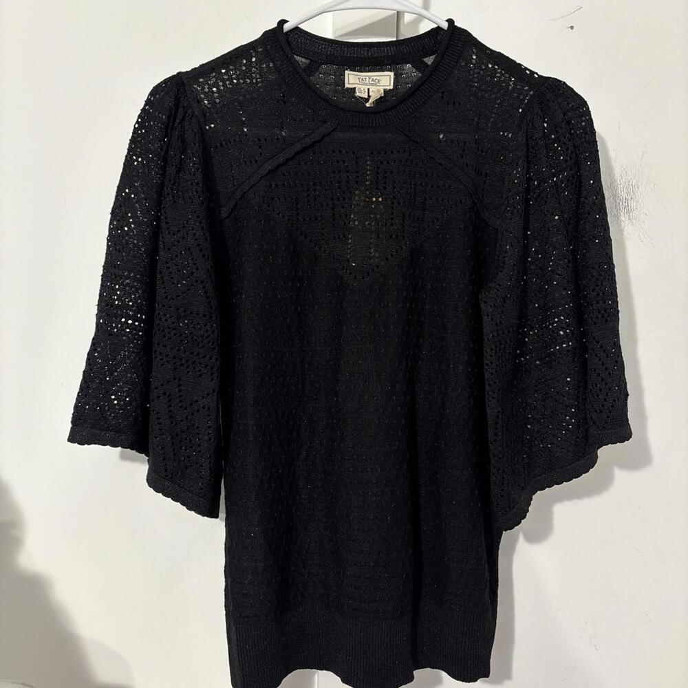 NWT Rare Fat Face Angelina Top Blk 2 New With Tags Eyelet Print Stunning
